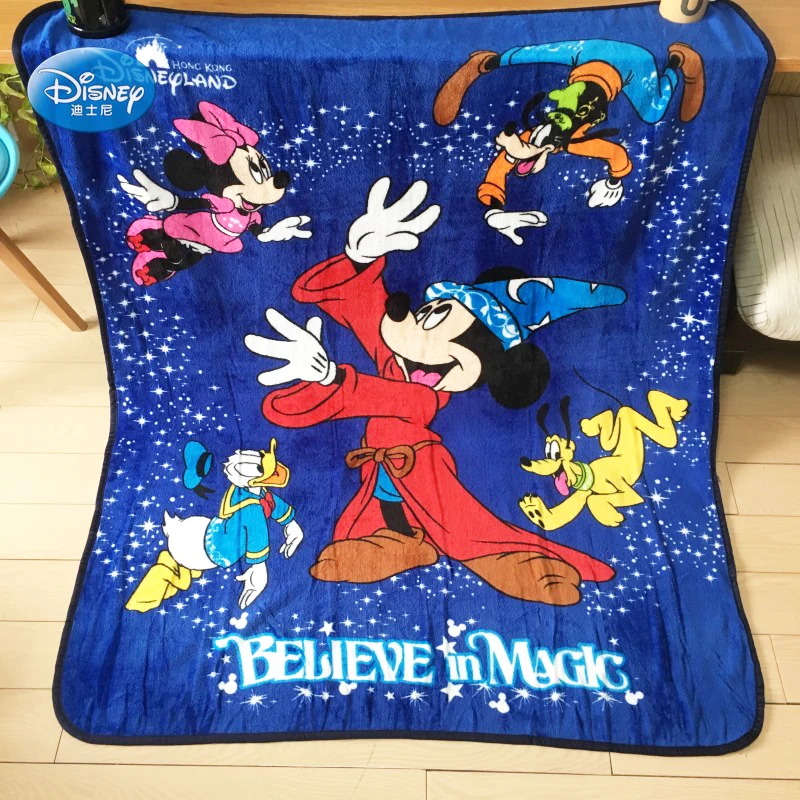DisneyLand Royal Blue Mickey Mouse Donald Coral Fleece Blanket