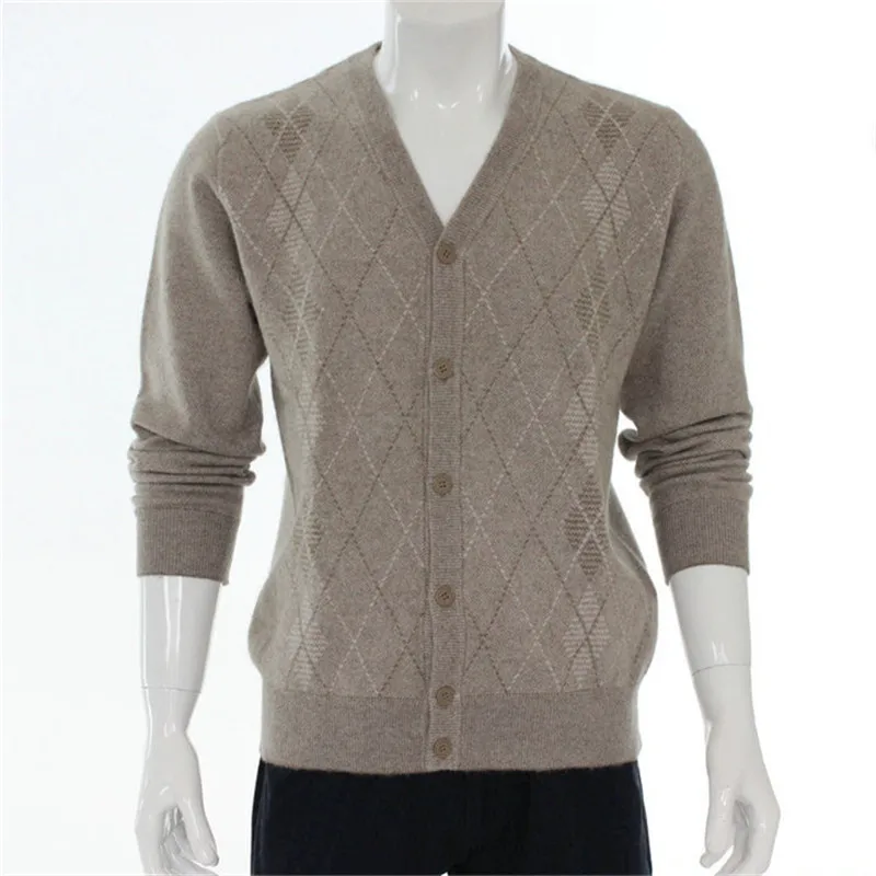 

new arrival 100%goat cashmere argyle thick knit men fashion cardigan sweater dark blue 4color S/2XL