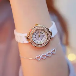35 мм Diamond циферблат женские часы Женские Элегантные Очаровательные часы девушка мода повседневное керамика часы Montre Femme модное платье часы