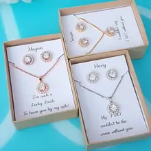 Персонализированные хрустальные свадебные невесты предложение Серьги Ожерелье Ювелирные наборы на заказ горничной невесты предложение коробка набор
