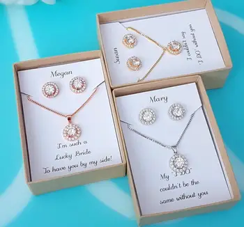 

personalize crystal wedding bridesmaid proposal Earrings necklace Jewelry sets custom maid of honor bridal Proposal Box Set