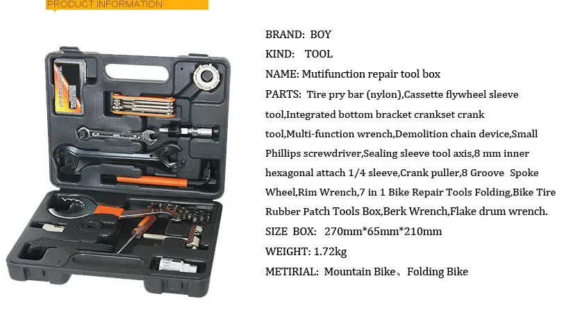 Boyz Toys Gone Biking 66 in 1 Multi Cycle Tool Set Kit Bike Repair Kit J3 for sale online 