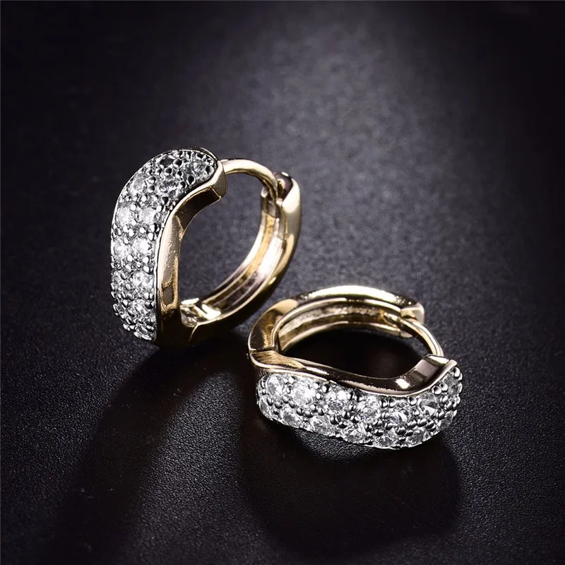 BUDONG CZ брендовые ювелирные изделия для женщин Свадебные серьги белого/розового золота с кристаллами и цирконием Huggie Hoop Earing 3 цвета XUE131