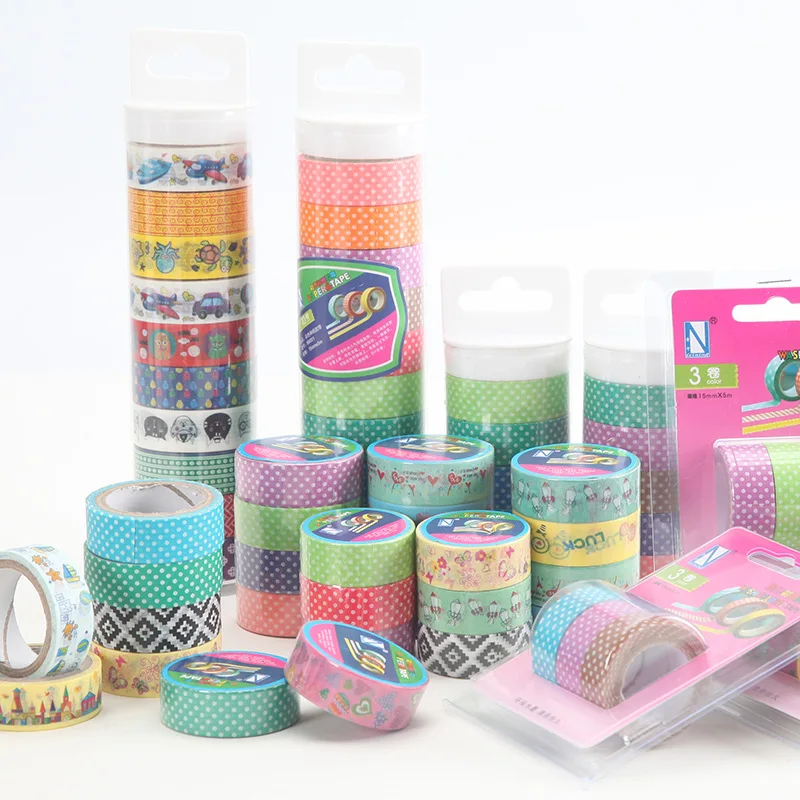 

Colorful Dot Washi Tape Cute Kawaii Adhesive Masking Tape Lovely Gifts Decoration For Kids School Supplies,15MM*7M