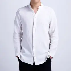 Мужское хлопковое белье рубашки с длинными рукавами кунг-фу Рубашка Тай чи костюм китайский стиль воротник мандарина Тан одежда Hombre Camisa TS-327