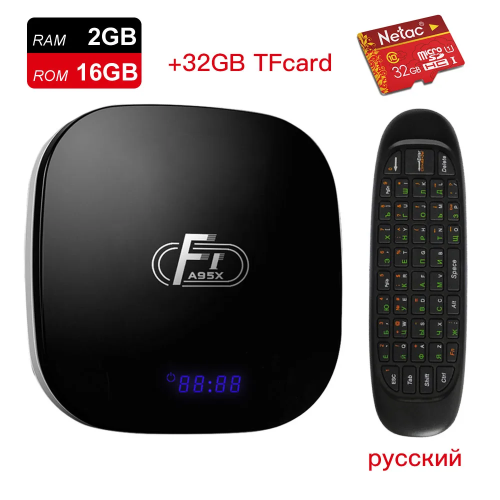 EstgoSZ A95X F1 Android 8,1 Смарт ТВ коробка S905W Процессор Mali450 графический процессор 2 ГБ/16 ГБ 2,4 г WiFi 100 M LAN HDMI 2,0 новая дешевая приставка для телевизора - Цвет: 2GB 16G Russain 32TF