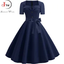 Retro Polka Dot Jurk Voor Vrouwen Zomer Vierkante Kraag Elegante Vintage Jurk 50S Pin Up Rockabilly Vestidos Robe Plus size