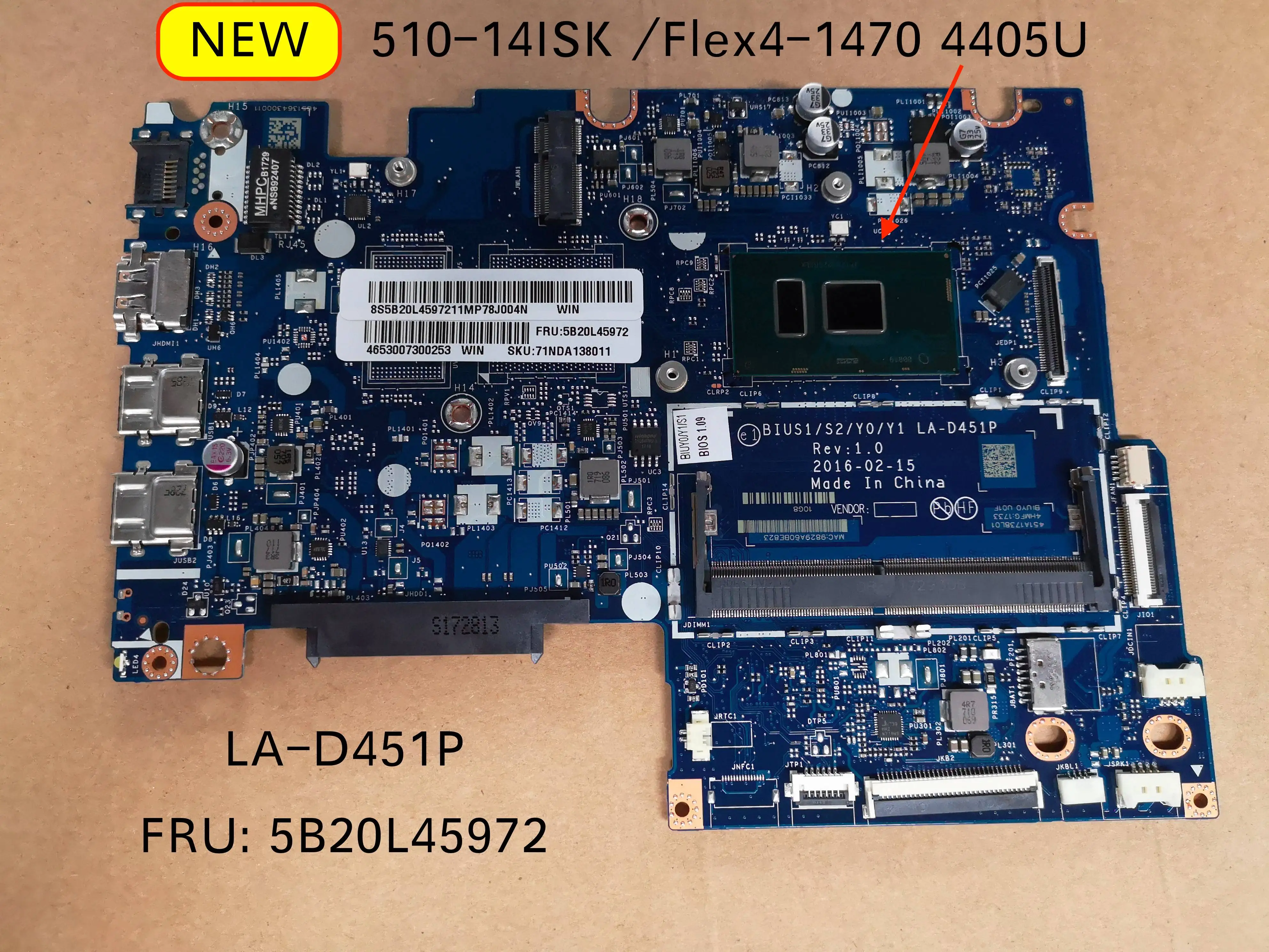 Материнская плата 5B20L45972 для ноутбука Lenovo Flex4-1470 Yoga 510 -14ISK BIUS1/S2/Y0/Y1 | Компьютеры и