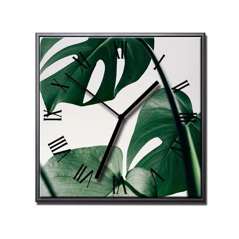 Fresh Monstera Wall Clock Frame Posters and Prints Moment Mechanism