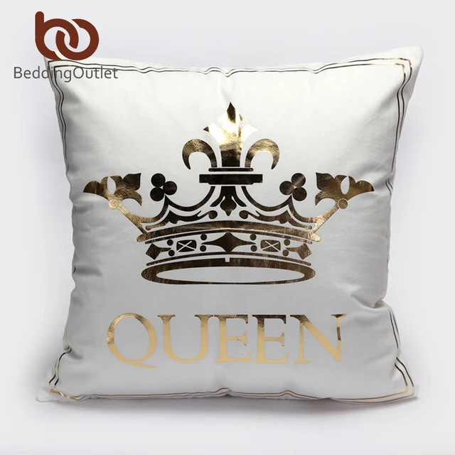 BeddingOutlet Bronzing Cushion Cover Gold Printed King Queen Pillow Enchanting King And Queen Decorative Pillows BeddingOutlet Bronzing Cushion Cover Gold Printed King Queen Pillow Enchanting King And Queen Decorative Pillows