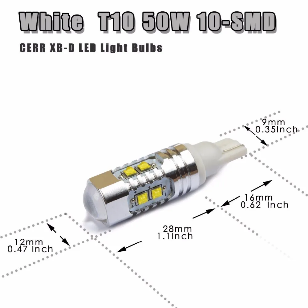 Par Lampada ультра светодиодные Pingo T10 W5w Cree чипы 50w Forte Body farolete (фонарь Dianteira) Re Seta Freio luz de