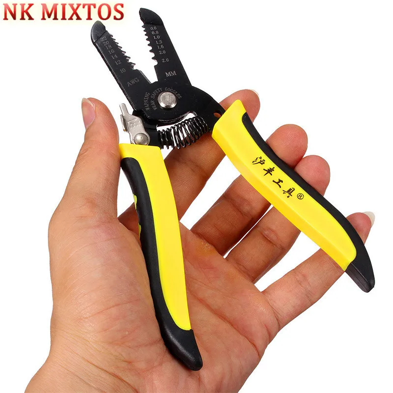 

NK MIXTOS Portable Wire Stripper Pliers Crimper Cable Stripping Crimping Cutter Hand Tool with Manganese Steel for Electrical