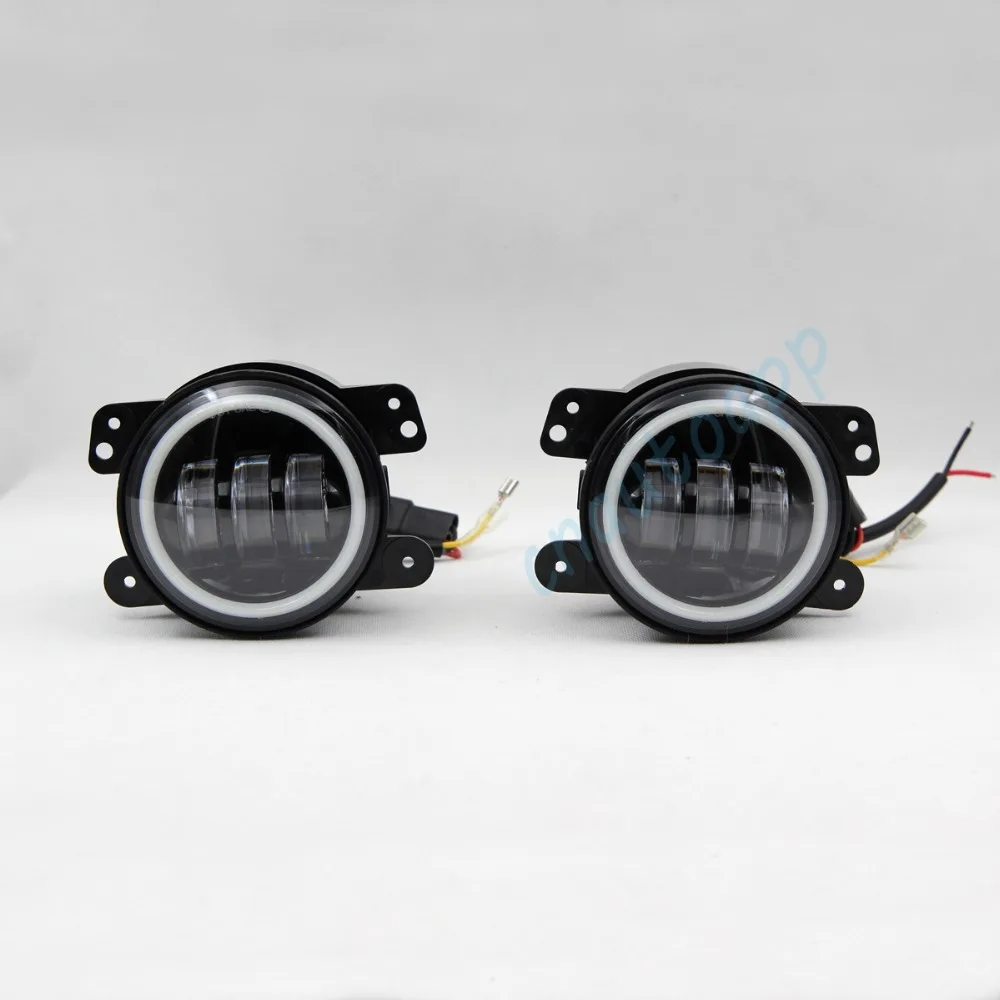 

4'' Round LED Fog Light Angel Eyes Lens Foglight LED Fog Lamp With Projector DRL For Jeep Wrangler 2007-15 One Pair