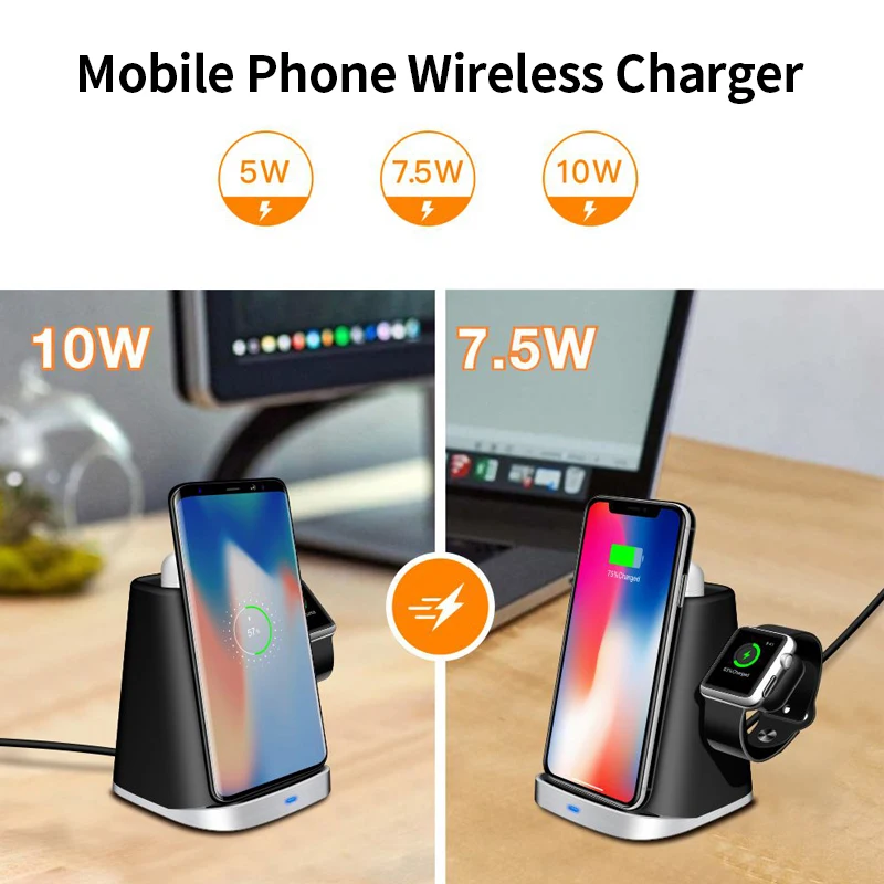 MEIYI Быстрая зарядка беспроводное зарядное устройство подставка для Iphone XS XR 3 в 1