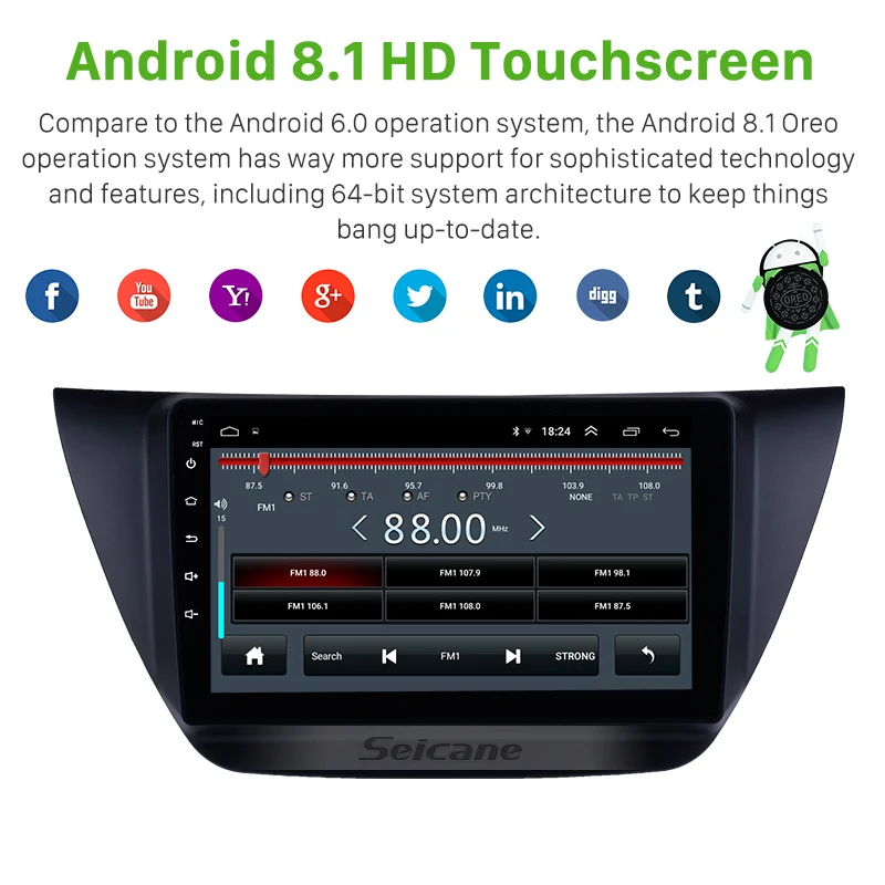 Sale Seicane Android 8.1 9 inch 2Din Head Unit WiFi Car Radio Stereo GPS car Multimedia Player For MITSUBISHI LANCER IX 2006-2010 2