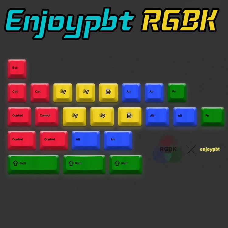 

enjoypbt pbt 24key keyboard keycaps RGBK Dye Sub Keycap Set for mechanical keyboard keycap 1.75shift CMYK