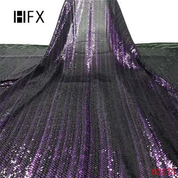 

HFX African Sequins Lace Fabric 2019 Embroidered Purple African Lace Fabric Sequined Mesh Laces For Party Dresses F2175