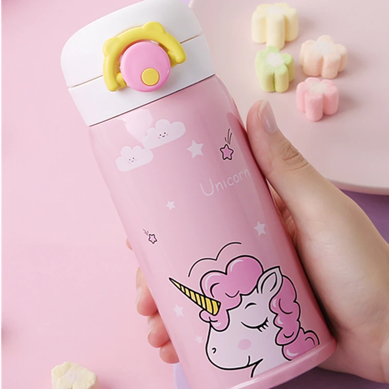 350ml Cute Unicorn Thermos Bottle Kids Baby Feeding Water Bottle Stainless Steel Heat-resistant Best Christmas Gift Portable Cup