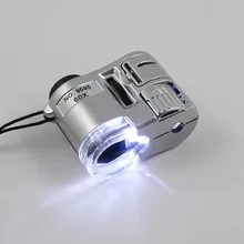 Portable Mini 60X Microscope Microscope Jewelry Magnifier Multifunctional With UV Light Pocket Magnifying Glass Newest