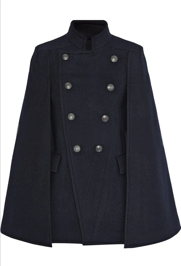 Femelle Double Laine Veste 2018 Boutonnage D'hiver Nouveau De Lâche Style Manteau Européen Pardessus Navy Et Long Automne Vent Uniforme BOBxq86T