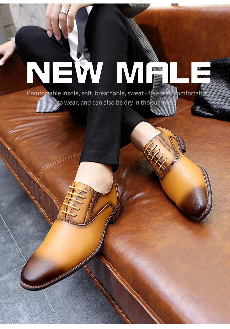 OZERSK/ повседневные мужские туфли из натуральной кожи; модные мужские туфли с круглым носком; удобные офисные Мужские модельные туфли размера плюс 39-45