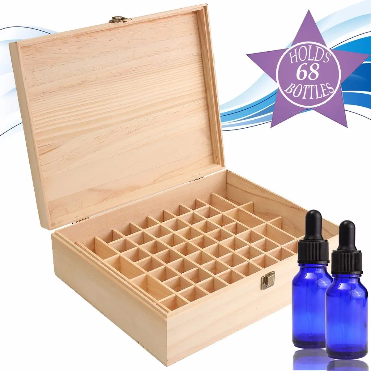

68 Grids Wooden Essential Oil Storage Box Handmade Craftwork Functional Bottles Storage Box Case With Buckle 5-15ml Bottles