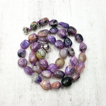 

LiiJi Unique Natural Charoite freefrom Nugget Shape 18inches/45cm Necklace Fashion Jewelry Nice gift for Women