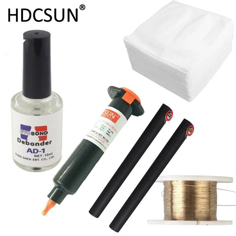 

Free Shipping 4 in 1 LOCA UV glue 50g with Glue Remover Dispergator Screen glue Golden Cutting Wire 50Mv