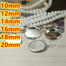 10 mm, 12 mm, 14 mm, 16 mm, 18 mm, 20 mm 100 unids plata en blanco colgante con suspensión Bases bandejas camafeo Cabochon para vidrio / pegatinas