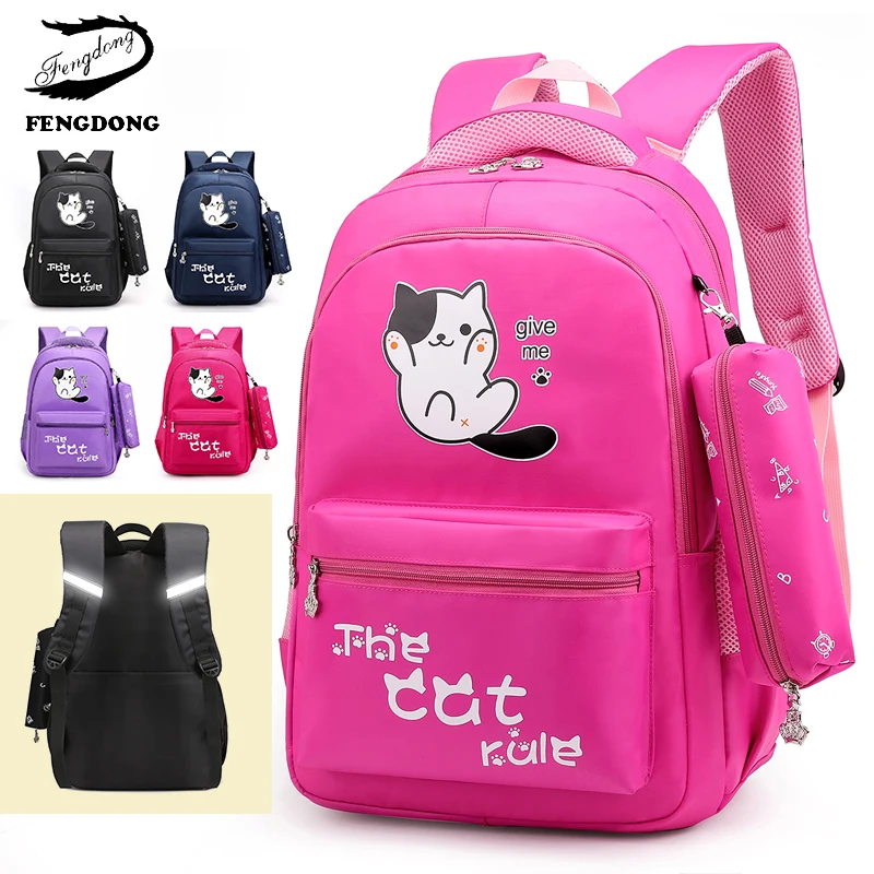 

Women cute cat backpack female canvas bagpack print large two-piece college school bags for teenage girls mochila mujer 2019