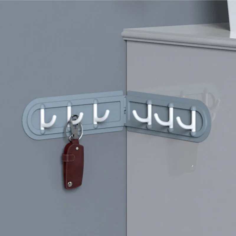 

CTREE Home Creative Corner Hook Foldable 6 Row Hooks Free Punching Space Saving Kitchen Storage Rack Decorative Wall Hook C793