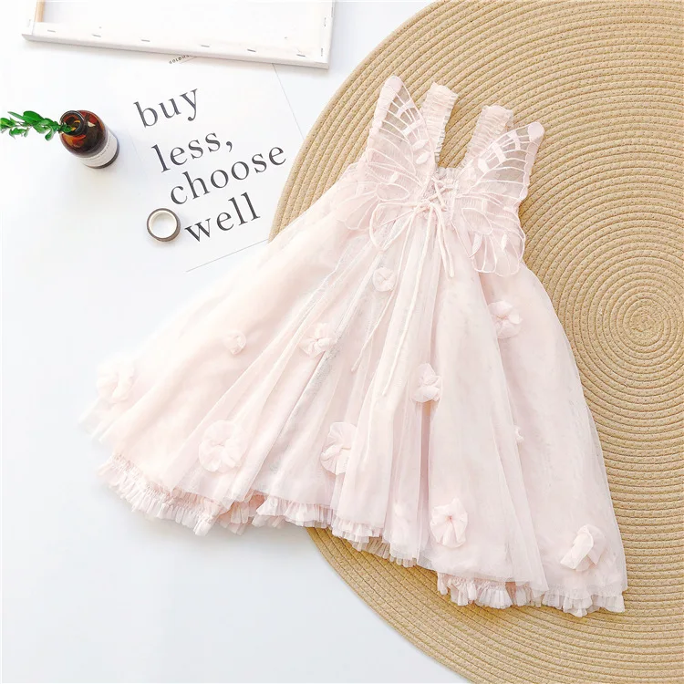 Платье принцессы с крыльями ангела жасмина для девочек; рождественское платье для маленьких девочек