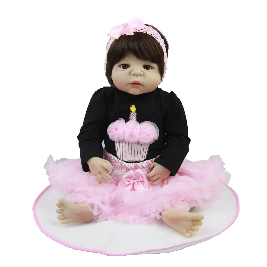 Baby Doll Printed Pattern Rompers Clothes Headband Set for 22-23 Inch Reborn Newborn Baby Doll Matching Clothing Birthday Toys