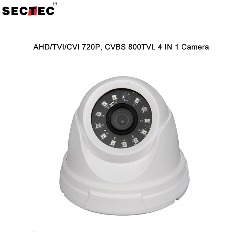 

SECTEC AHD/TVI/CVI/ 720P CVBS 4 in 1 Camera with New High Brightness LEDs IR Dome Camera for Home Security