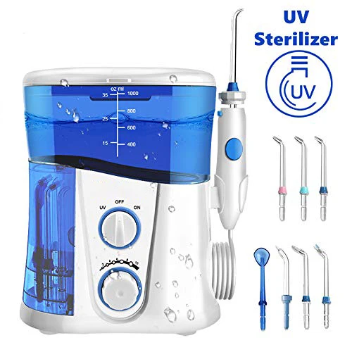 

Upgrade UV Sterilize Water Flosser Quiet Design 1000ml High-Volume 10 Adjustable Presure Countertop Denten Oral Irrigator