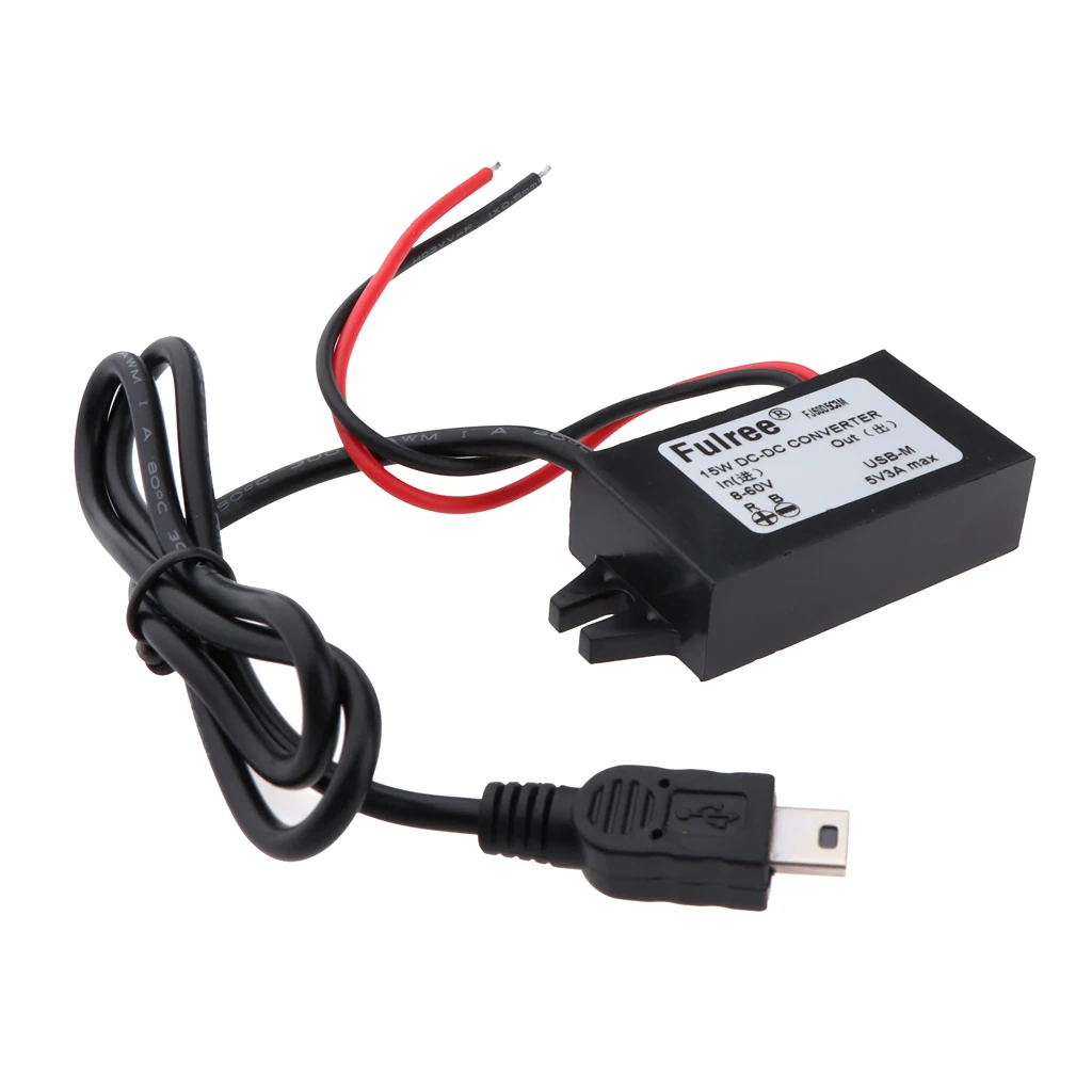 8-60V to 5V 3A Mini USB DC-DC Step Down Voltage Converter Car Power Regulator