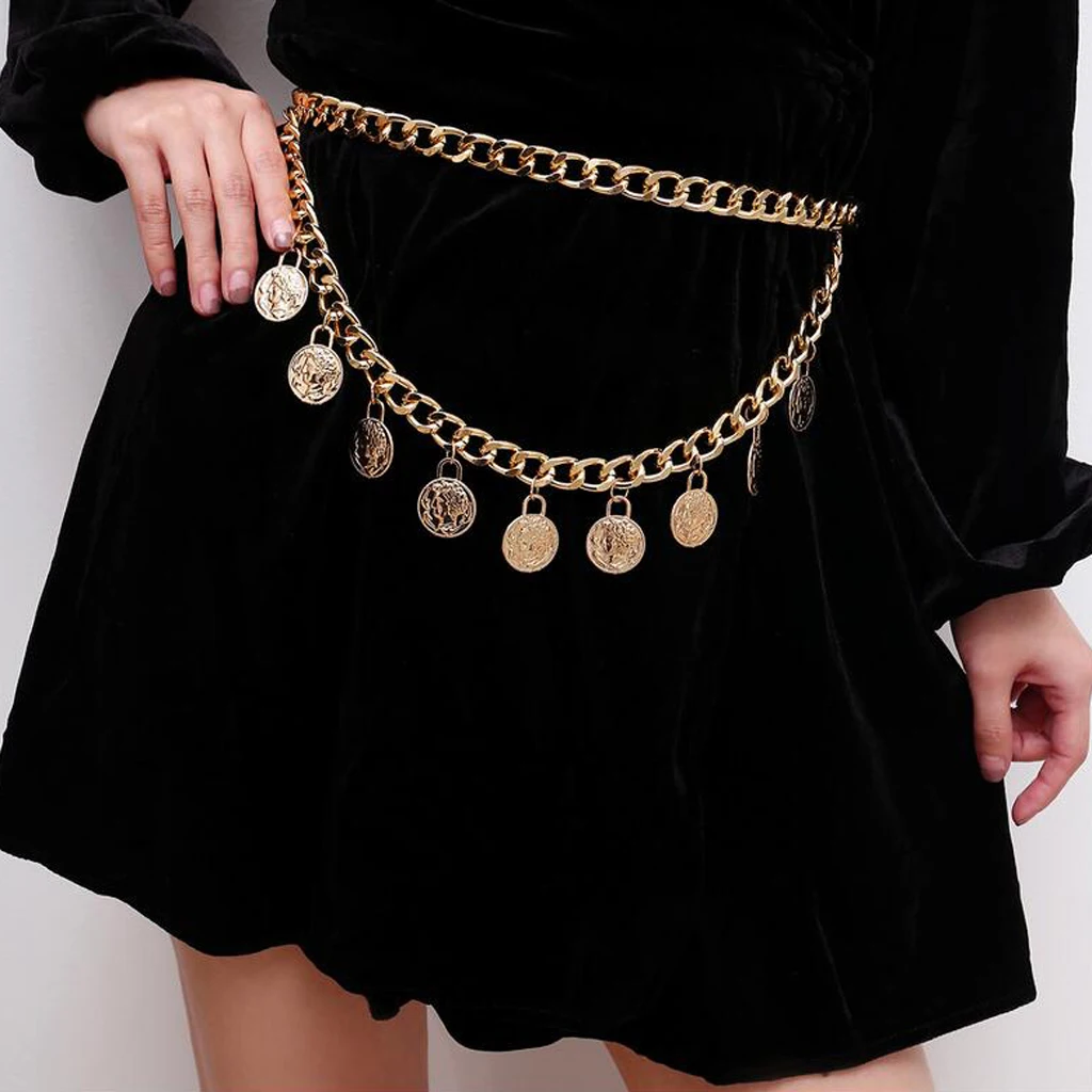 MagiDeal Elegant Lady Bohemian Coins Tassel Chain Wedding Gypsy Waist Belt Body Chain Jewelry