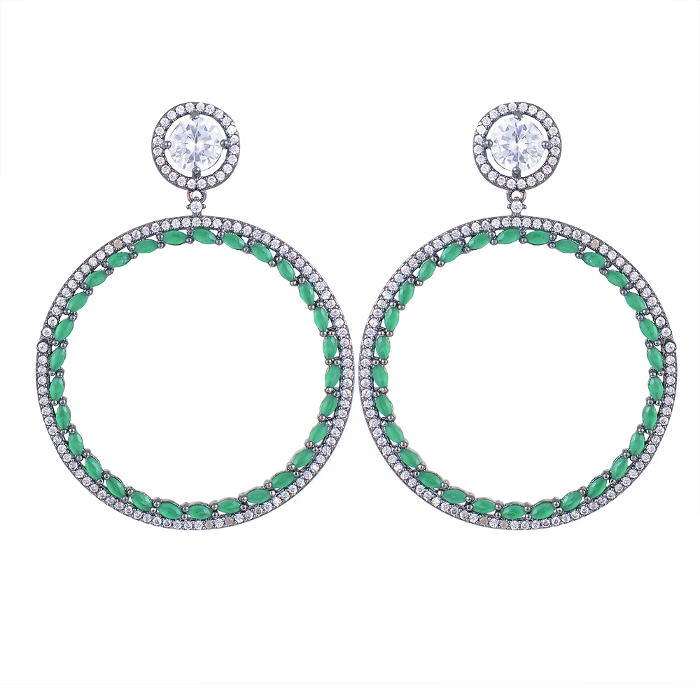 

SISCATHY Fashion Round Pierced Hollow Circle Cubic Zirconia Dangle Drop Earrings For Women Wedding Bridal Jewelry
