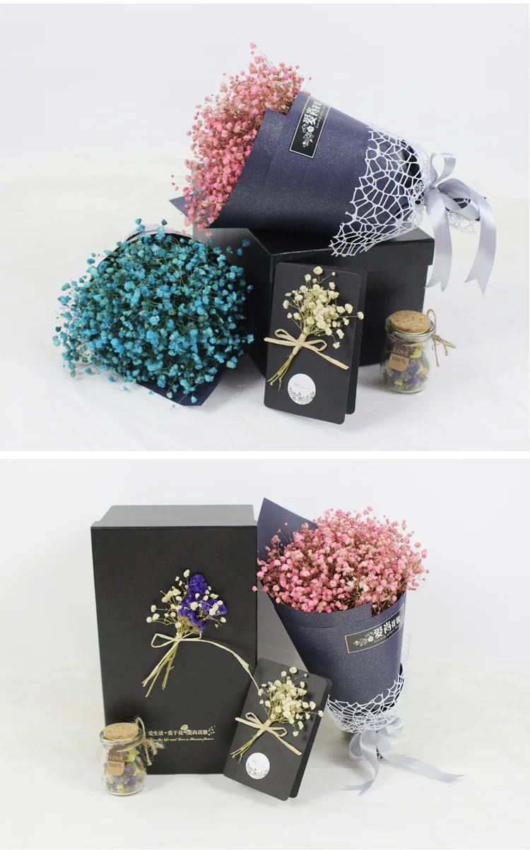 Flone Creative Gypsophila Dried Flower Bouquet Gift Dried Flowers Simulation Gypsophila Gift Box Valentine's Day Gifts Flower (3)