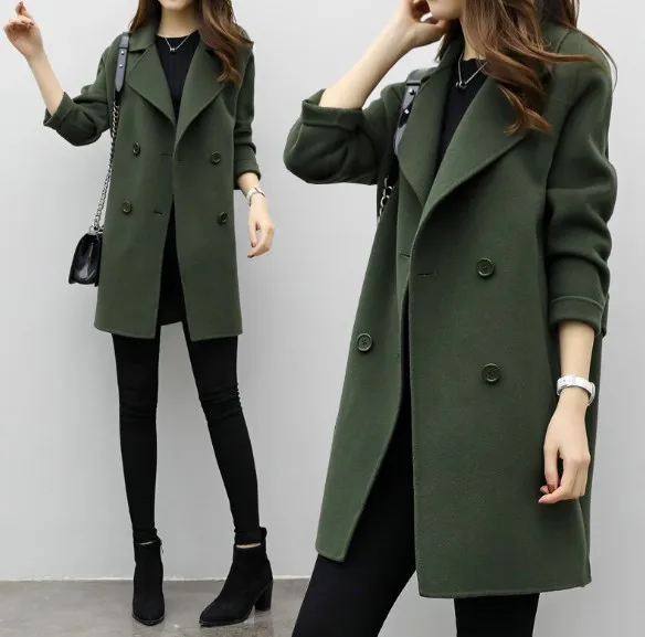 

Loose Coat for Women Double Breasted Wool Coat and Jacket Fashion Women Clothes 2018