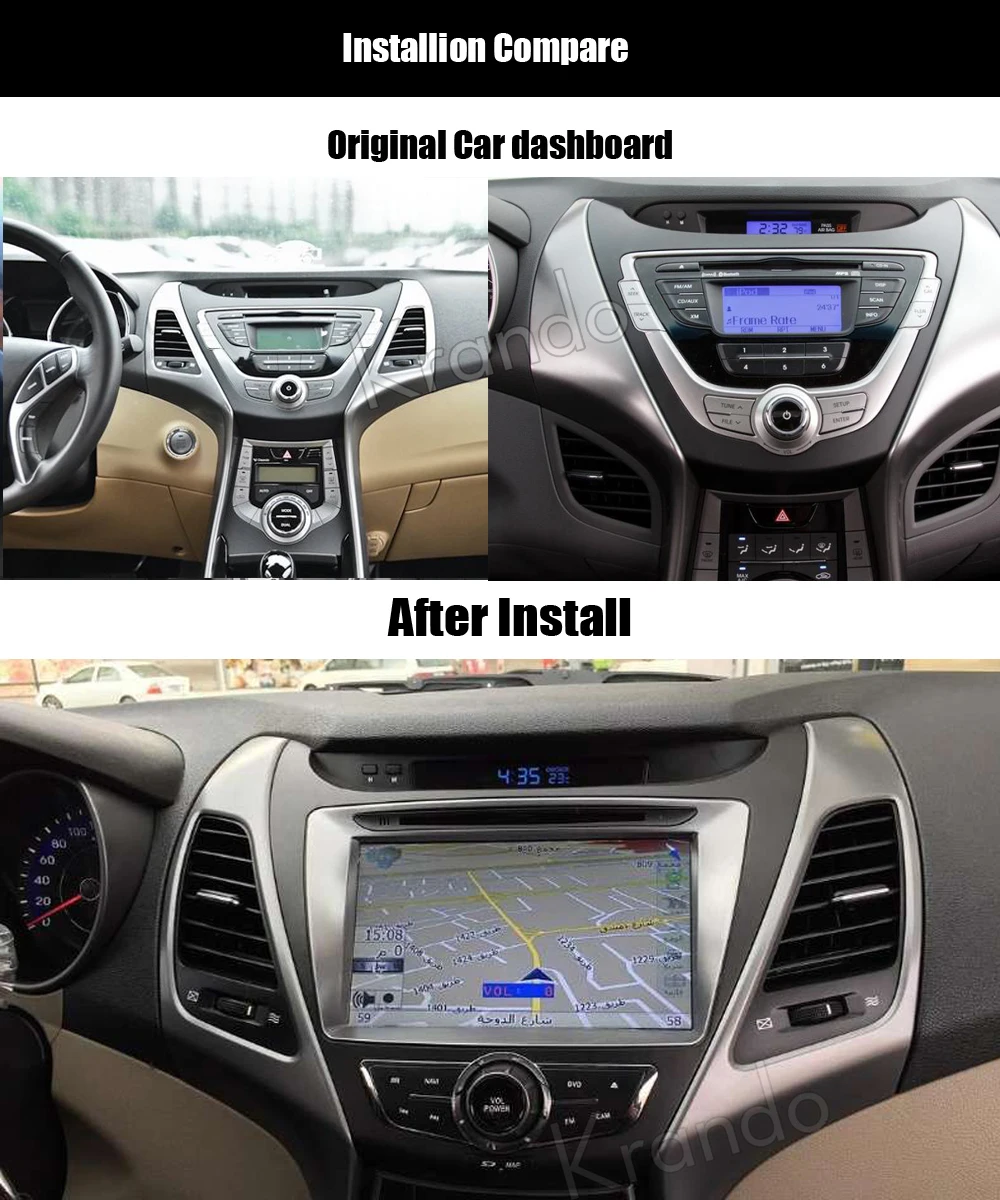 Best Krando 8" Android 8.0 car radio gps dvd navigation multimedia system for Hyundai Elantra Avante 2011-2013 player WIFI 3G DAB+ 1