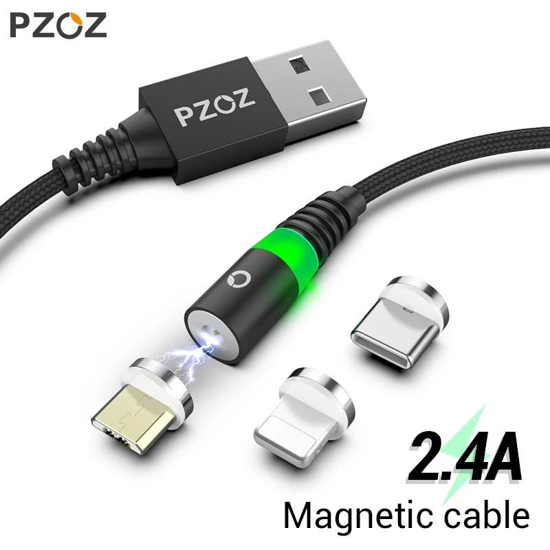 PZOZ Cable magnético Micro cable usb tipo C imán cargador Microusb X 7 para iphone 6 plus Samsung S9 s8 S7 xiaomi usb-c cable