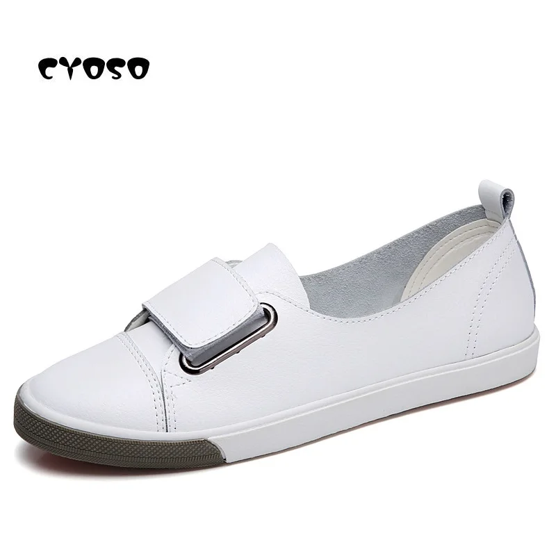 

CYOSO 2019 New Women Shoes Genuine Leather Women's Shoes Hook&Loop Female Flats Brand Woman Oxfords Sneakers Zapatos Mujer