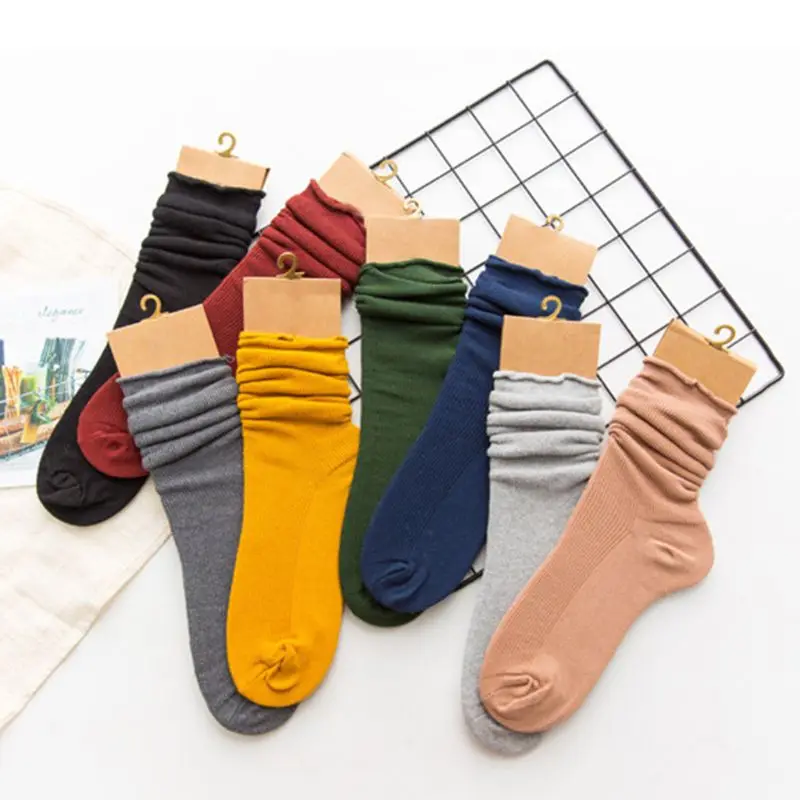 Japanese High School Girls Loose Solid Colors Knitting Cotton Long sexy funny Socks Women harajuku skarpetki calcetines meias
