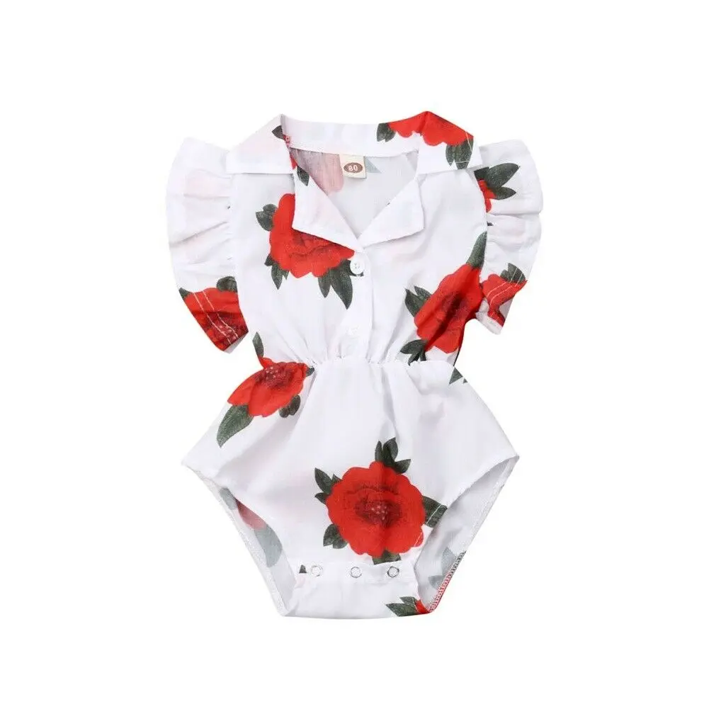 

New Toddler Baby Girl Lapel Bodysuit Jumpsuit Playsuit Clothes Set
