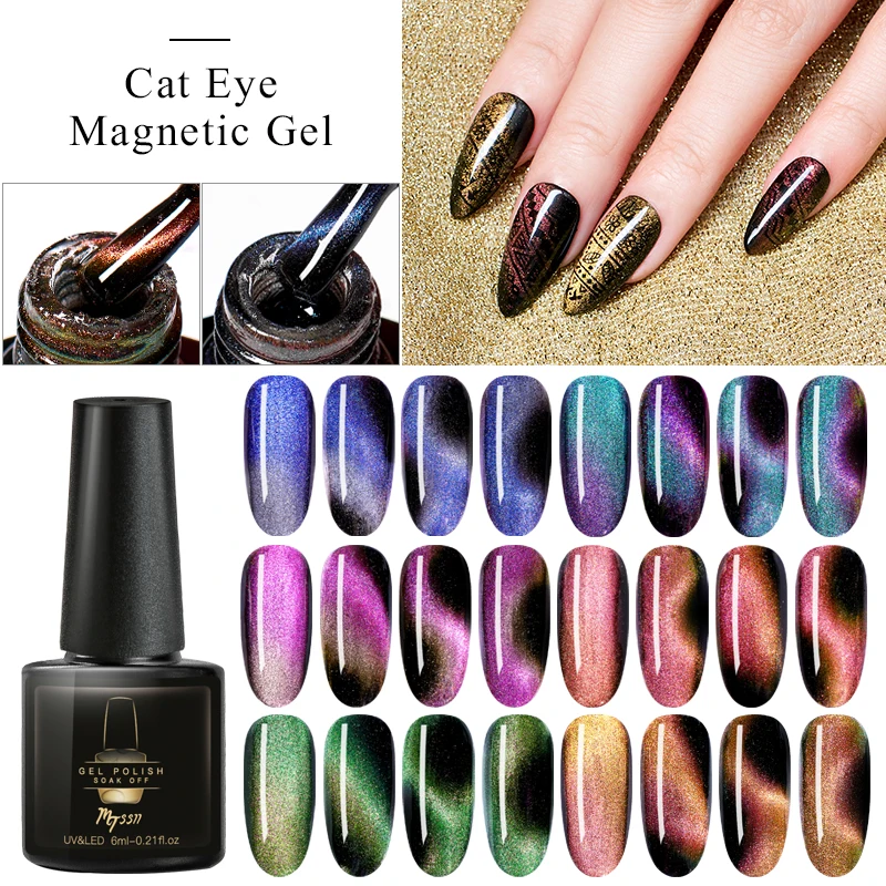

Mtssii 7D Chameleon Magnetic Gel Nail Polish Starry Sky Jade Effect Cat Eye Gel Soak Off UV Laser Gel Varnish Black Base Needed