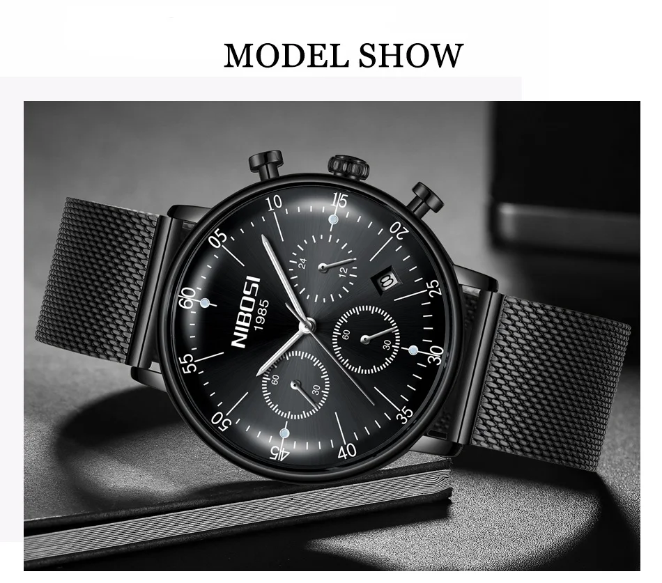 Мужские часы NIBOSI от ведущего бренда, Роскошные водонепроницаемые ультратонкие часы с датой, мужские часы со стальным ремешком, повседневные кварцевые часы, мужские спортивные наручные часы