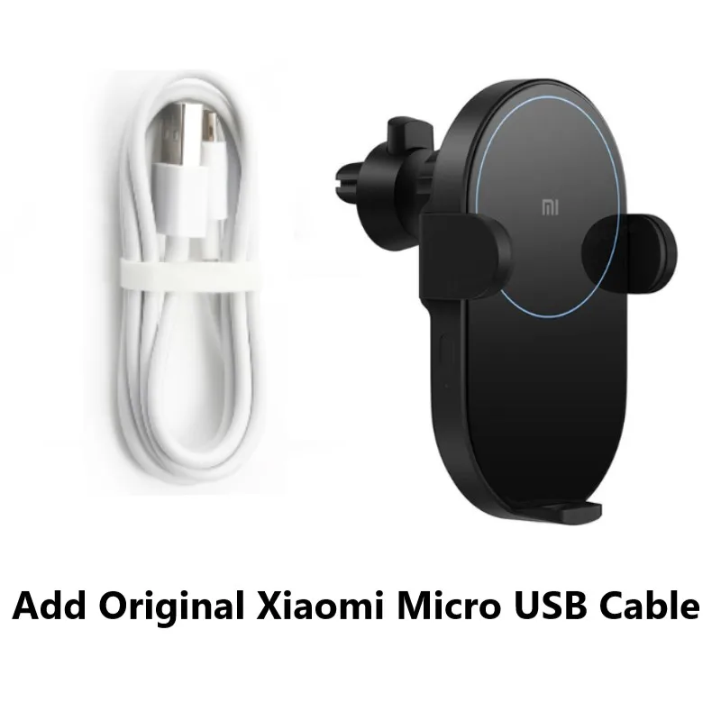 Беспроводное Автомобильное зарядное устройство Xiao mi 20 Вт, максимальное электрическое автоматическое зажимное 2.5D стеклянное кольцо для mi 9(20 Вт) mi X 2 S/3(10 Вт) Qi для Xiao mi - Тип штекера: Add Micro Cable