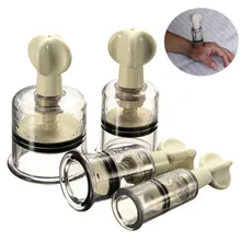 4pcs Plastic Vacuum Body Massage Cupping Suction Acupressure Enlarger Cupping NO-Pump Suction Enlarger Cups Vacuum Size S/M/L/XL