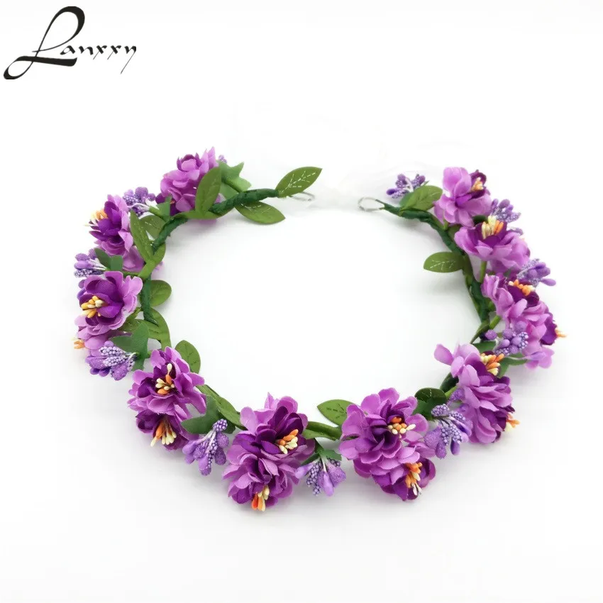 Lanxxy Adjustable Headbands Girls Bridal Wedding Hair Accessories for Women Flowers Wreath Crowns Fashion Hairwear Head